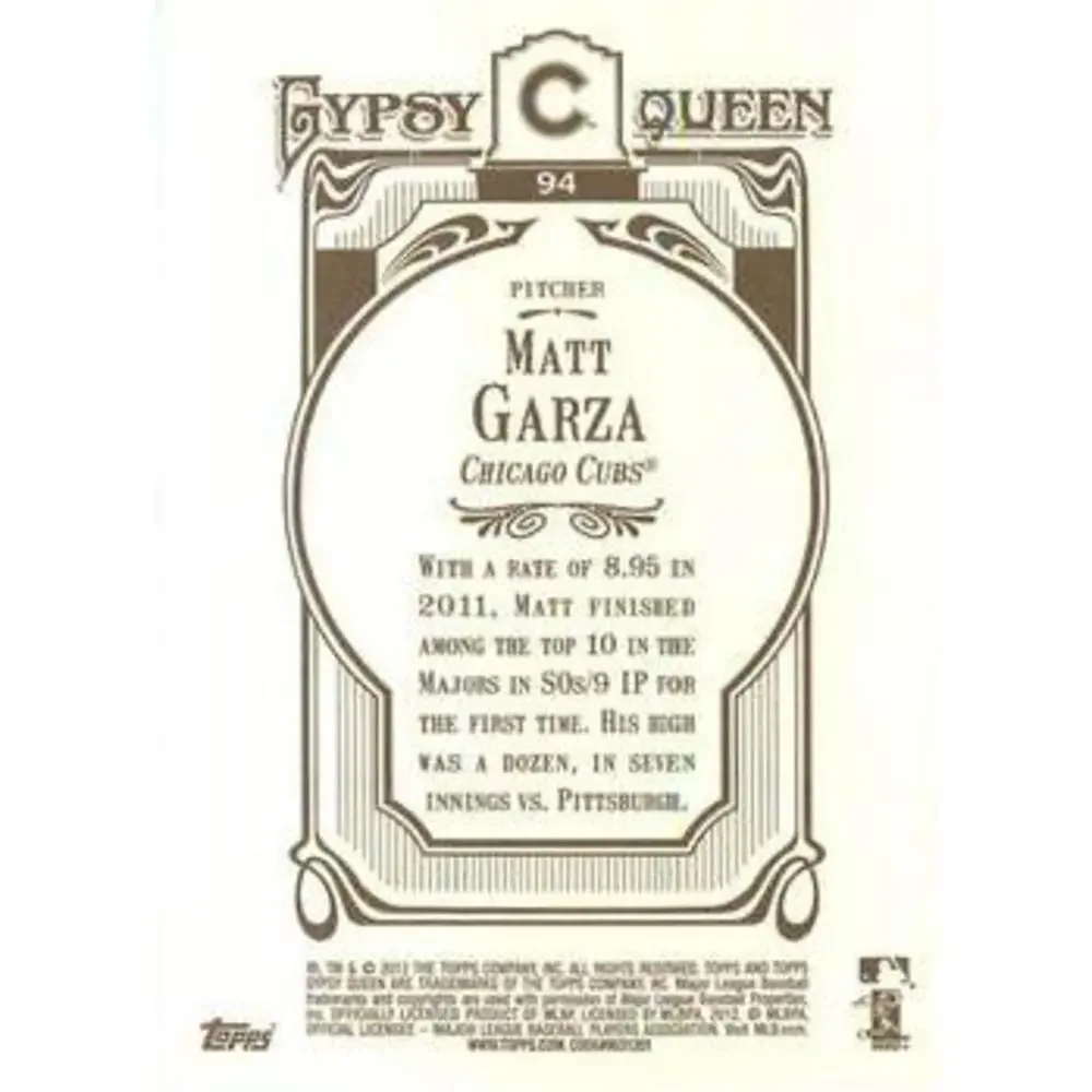 2012 Topps Gypsy Queen Matt Garza # 94 Chicago Cubs